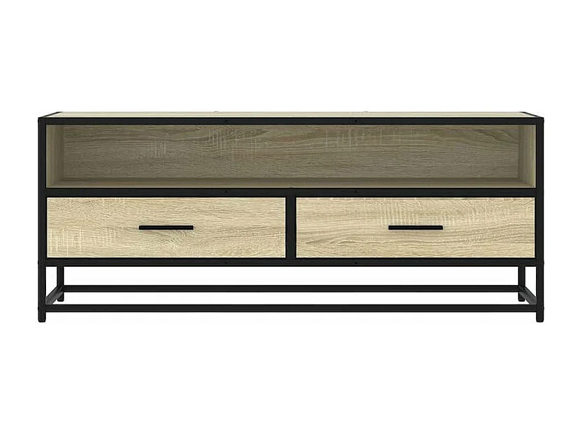Meuble TV chêne sonoma 100x34,5x40 bois d'ingénierie et métal