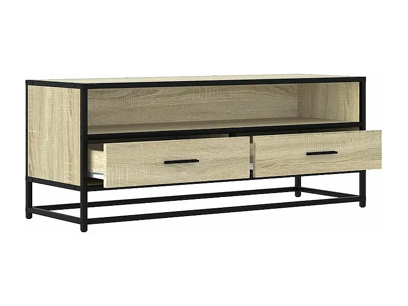 Meuble TV chêne sonoma 100x34,5x40 bois d'ingénierie et métal