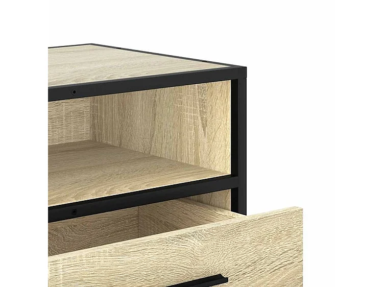 Meuble TV chêne sonoma 100x34,5x40 bois d'ingénierie et métal