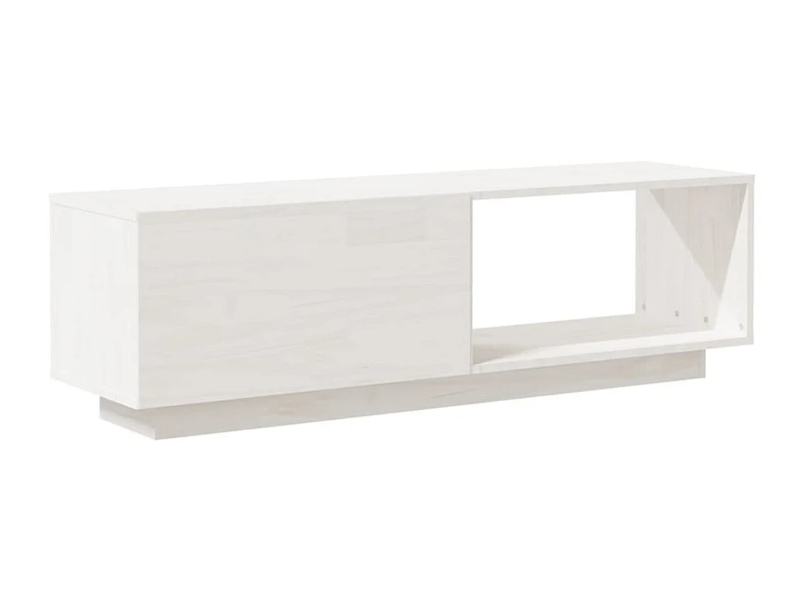 Meuble TV Blanc 110x30x33,5 Bois de pin massif