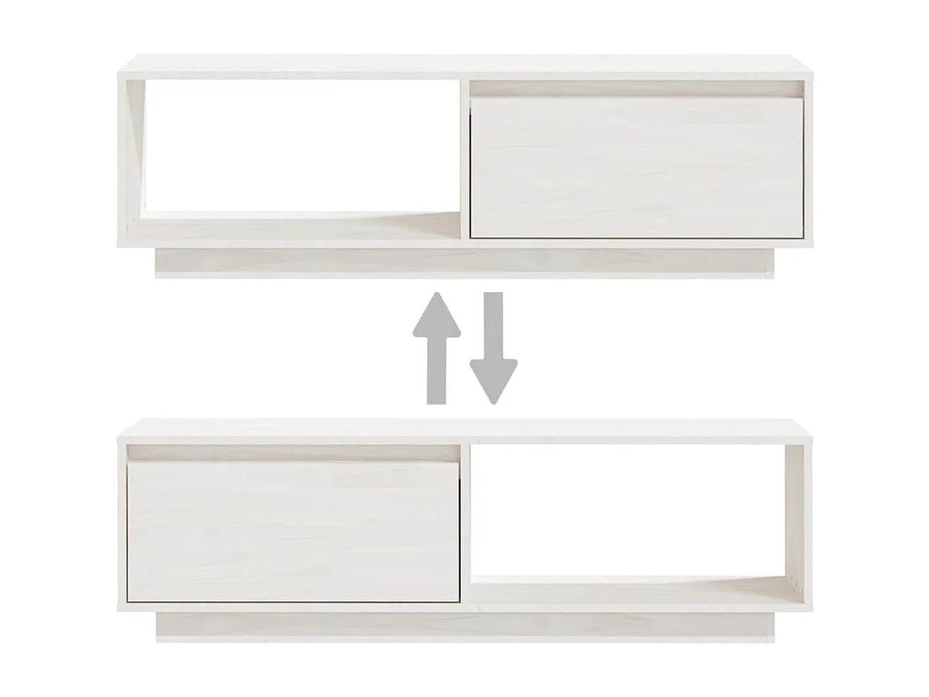 Meuble TV Blanc 110x30x33,5 Bois de pin massif