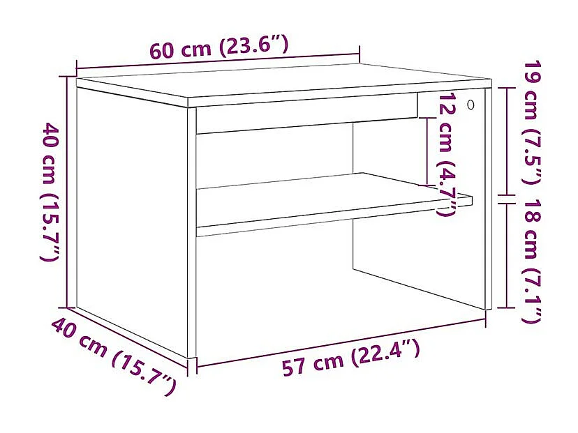 Meuble TV sonoma gris 60x40x40 bois d'ingénierie