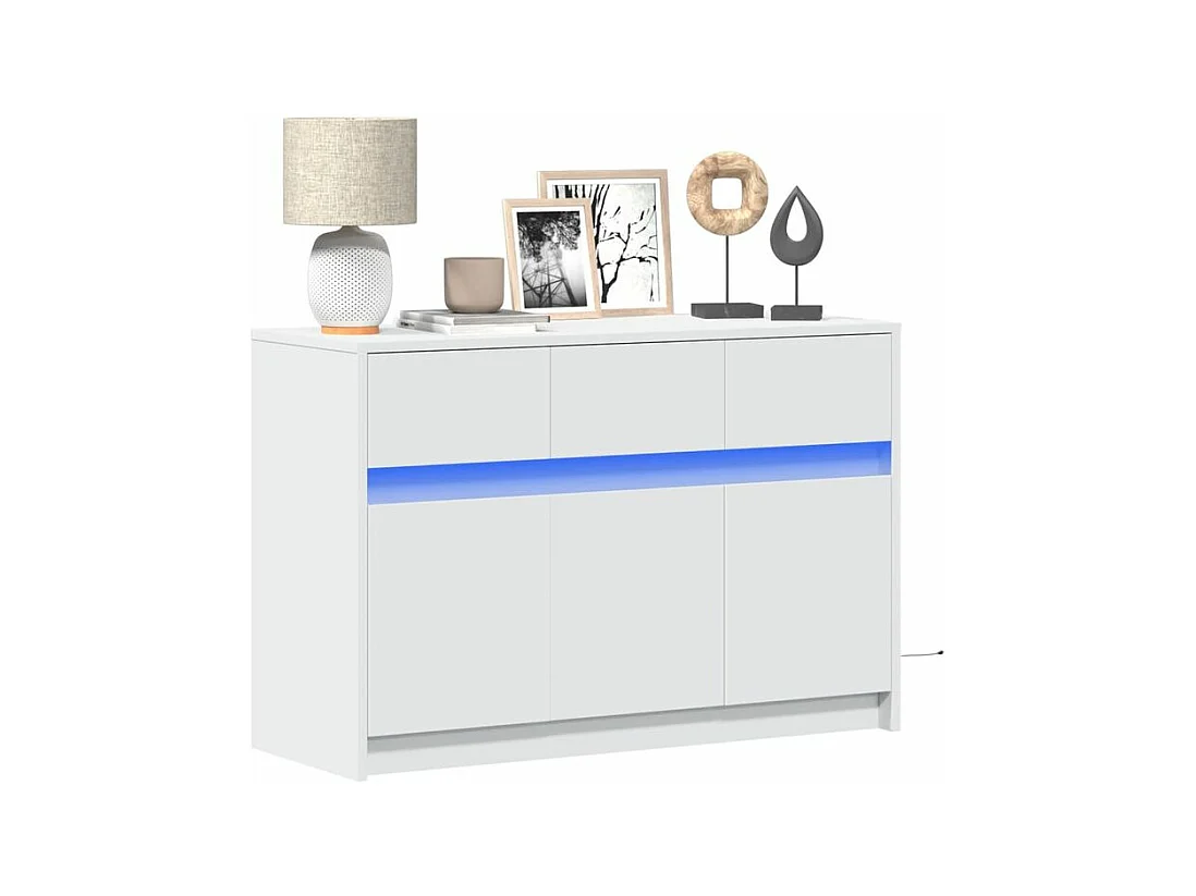 Meuble TV avec LED blanc 91x34x61 bois d'ingénierie