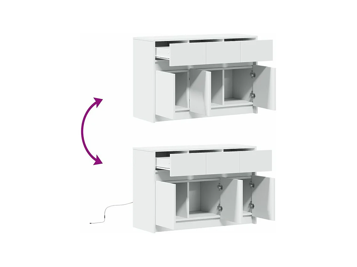 Tv-meubel met LED 91x34x61 cm bewerkt hout wit