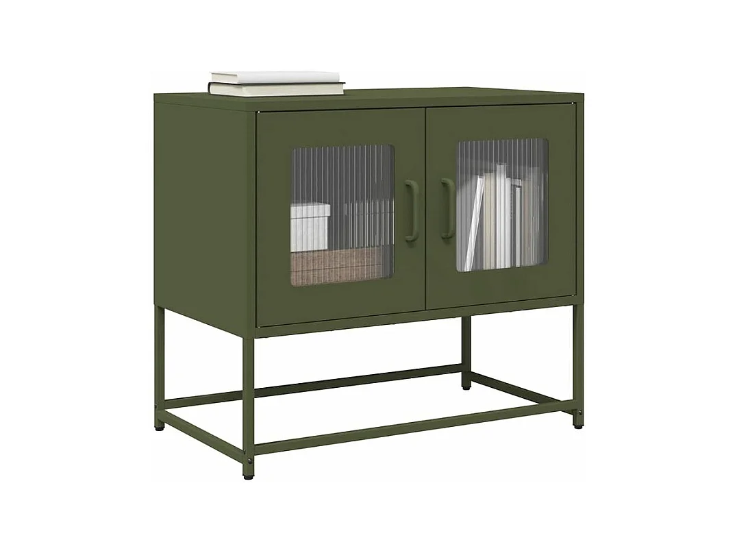 Meuble TV vert olive 68x39x60,5 acier laminé à froid