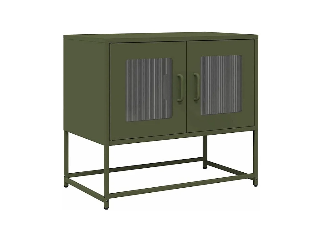 Meuble TV vert olive 68x39x60,5 acier laminé à froid