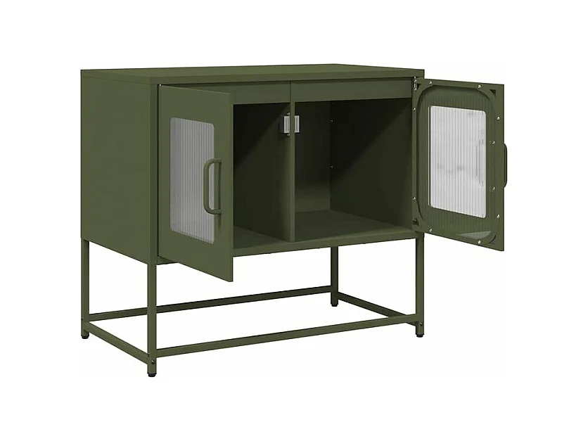Meuble TV vert olive 68x39x60,5 acier laminé à froid