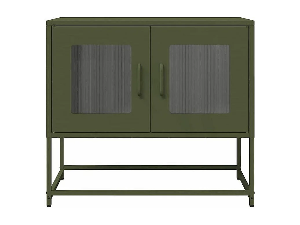 Meuble TV vert olive 68x39x60,5 acier laminé à froid