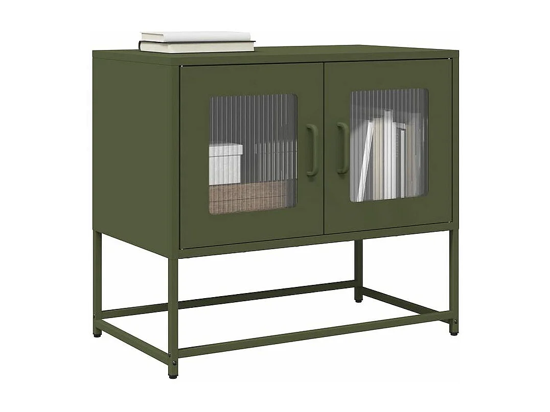 Meuble TV vert olive 68x39x60,5 acier laminé à froid