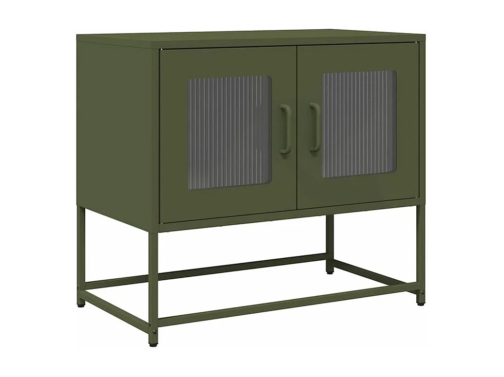 Meuble TV vert olive 68x39x60,5 acier laminé à froid