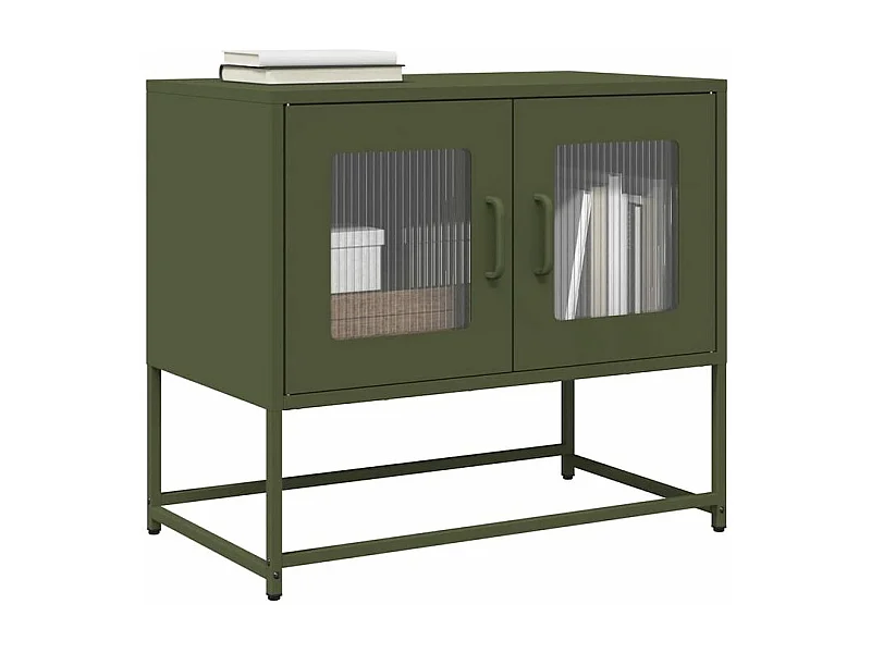 Meuble TV vert olive 68x39x60,5 acier laminé à froid