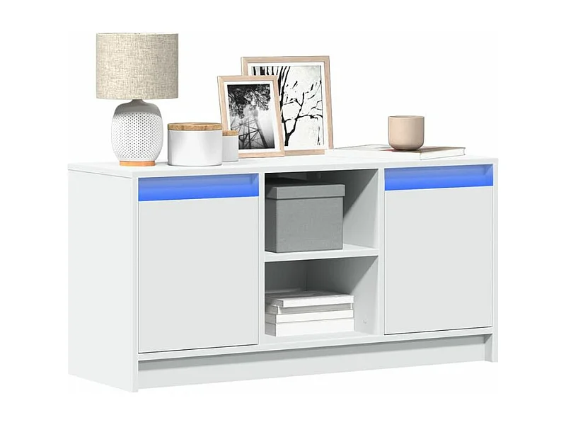 Meuble TV avec LED blanc 100x34x50 bois d'ingénierie