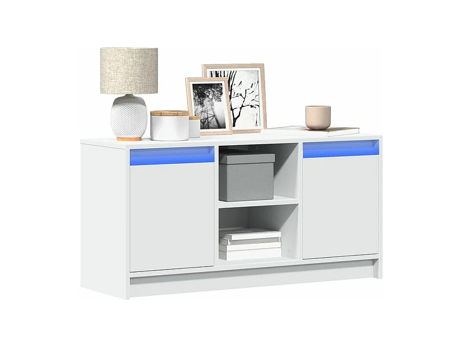Meuble TV avec LED blanc 100x34x50 bois d'ingénierie