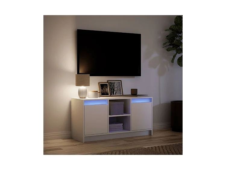 Meuble TV avec LED blanc 100x34x50 bois d'ingénierie