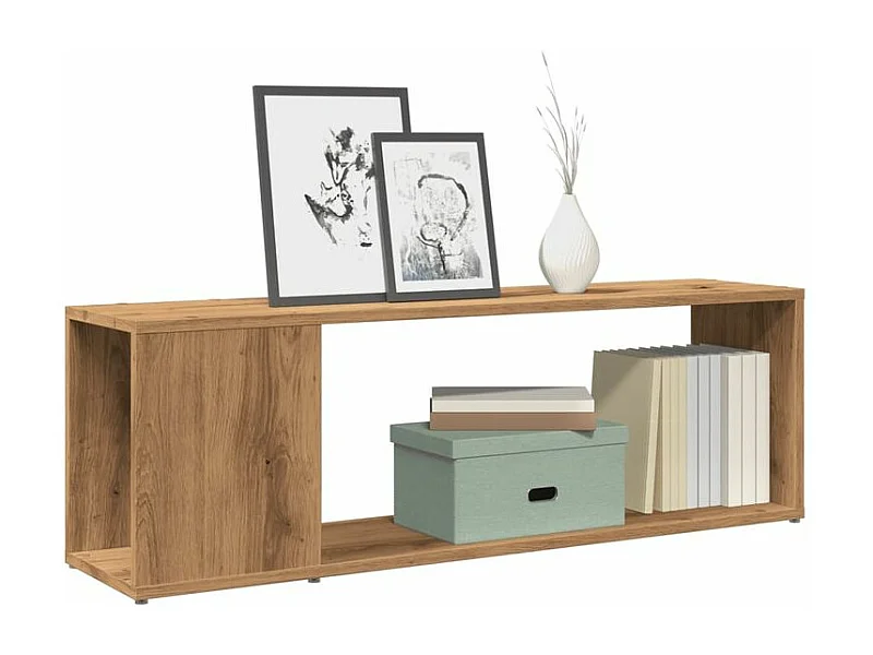 Meuble TV chêne artisanal 100x24x32 bois d'ingénierie