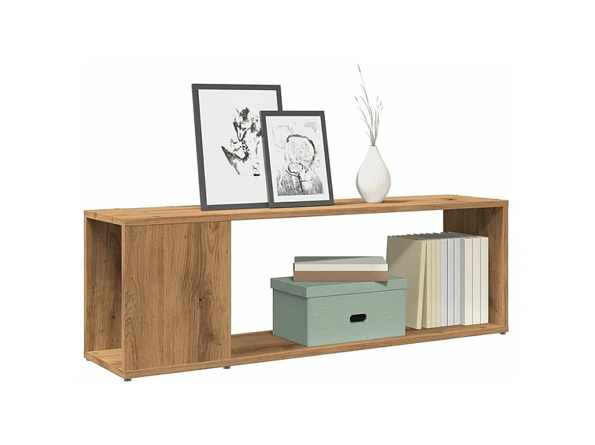 Meuble TV chêne artisanal 100x24x32 bois d'ingénierie