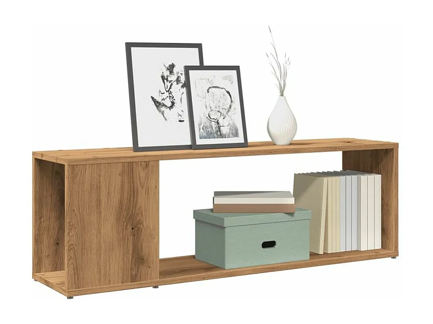 Meuble TV chêne artisanal 100x24x32 bois d'ingénierie