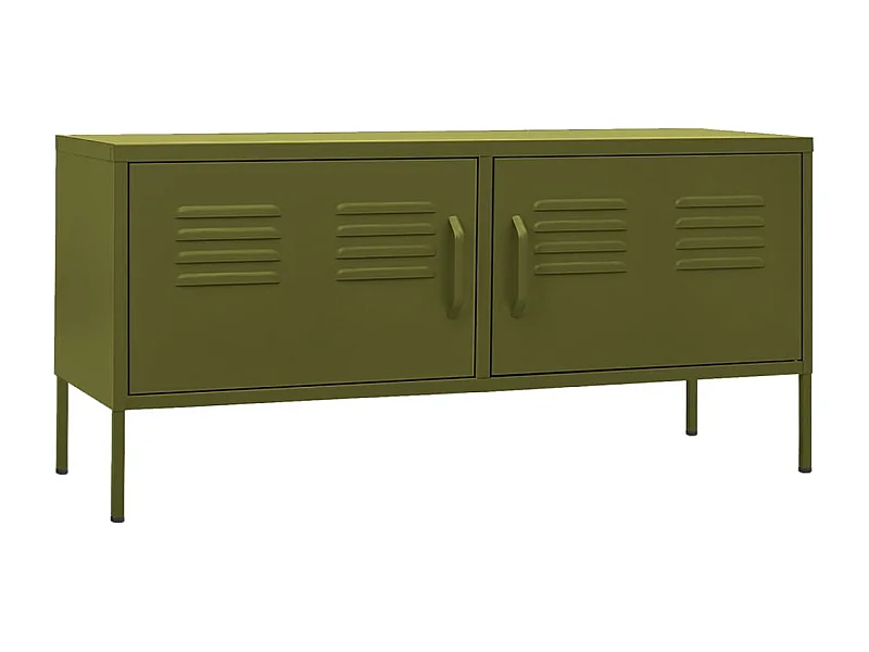 Meuble TV Vert olive 105x35x50 Acier 2