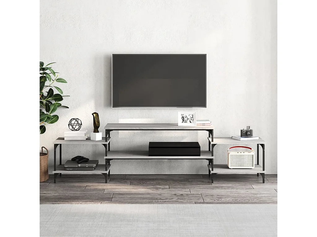 Meuble TV sonoma gris 197x35x52 Bois d'ingénierie