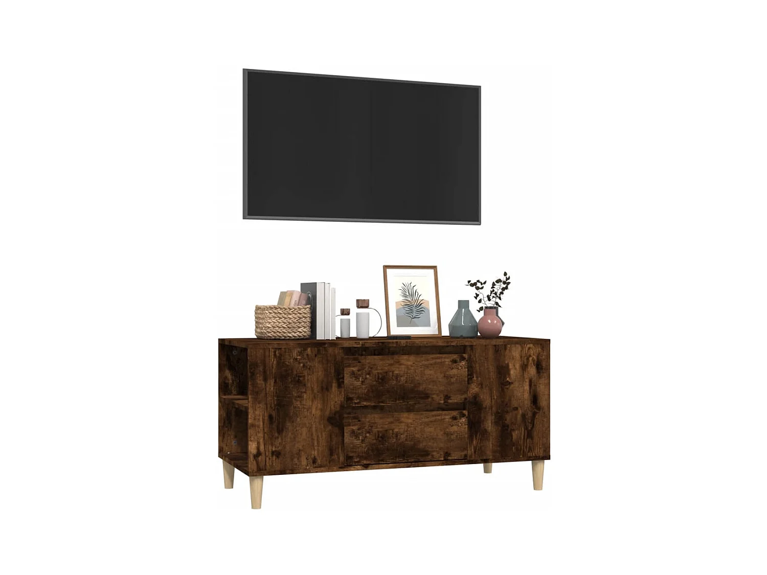 Meuble TV Chêne fumé 102x44,5x50 Bois d'ingénierie