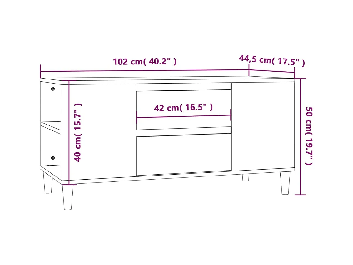 Meuble TV Chêne fumé 102x44,5x50 Bois d'ingénierie