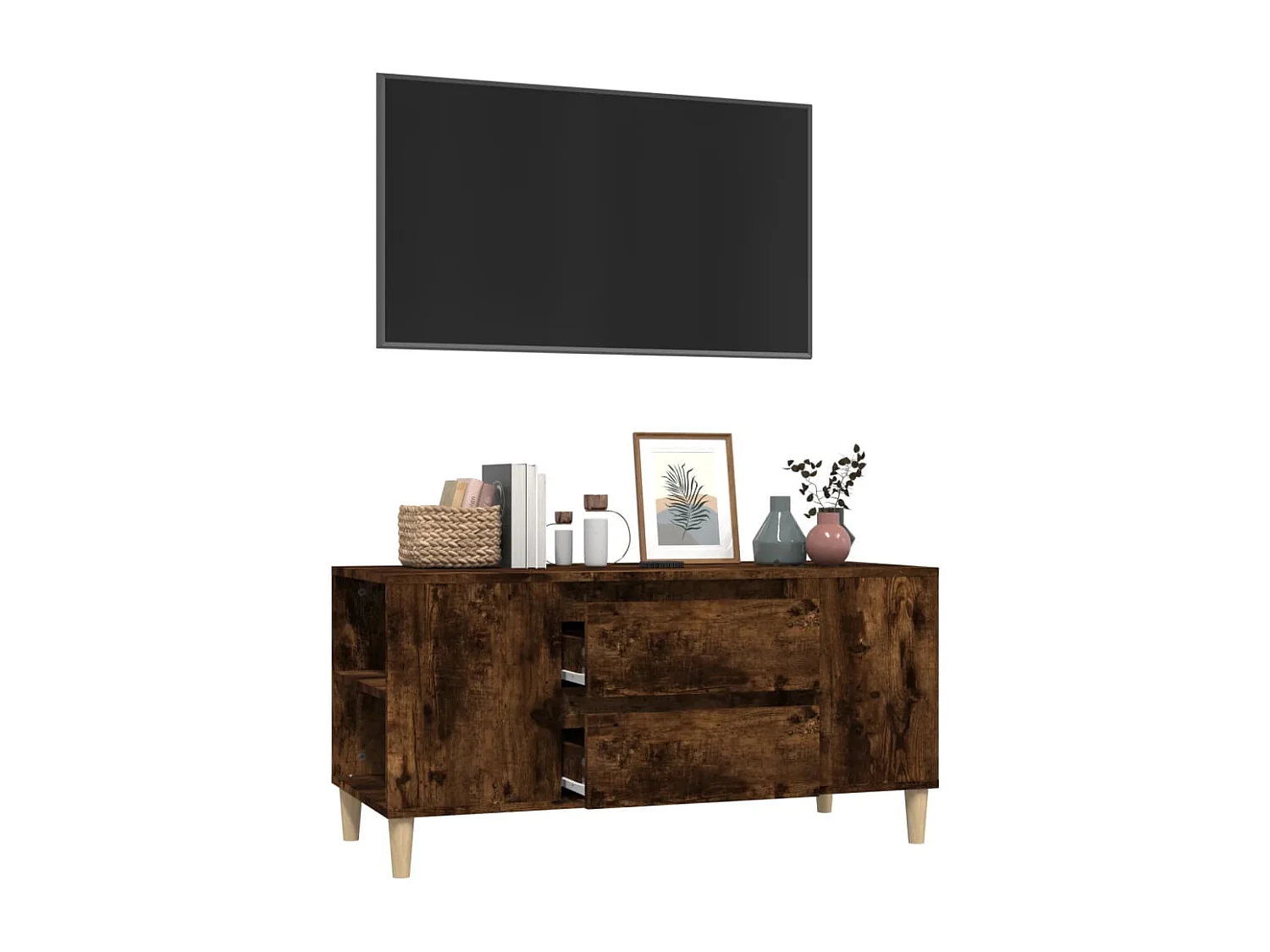 Meuble TV Chêne fumé 102x44,5x50 Bois d'ingénierie