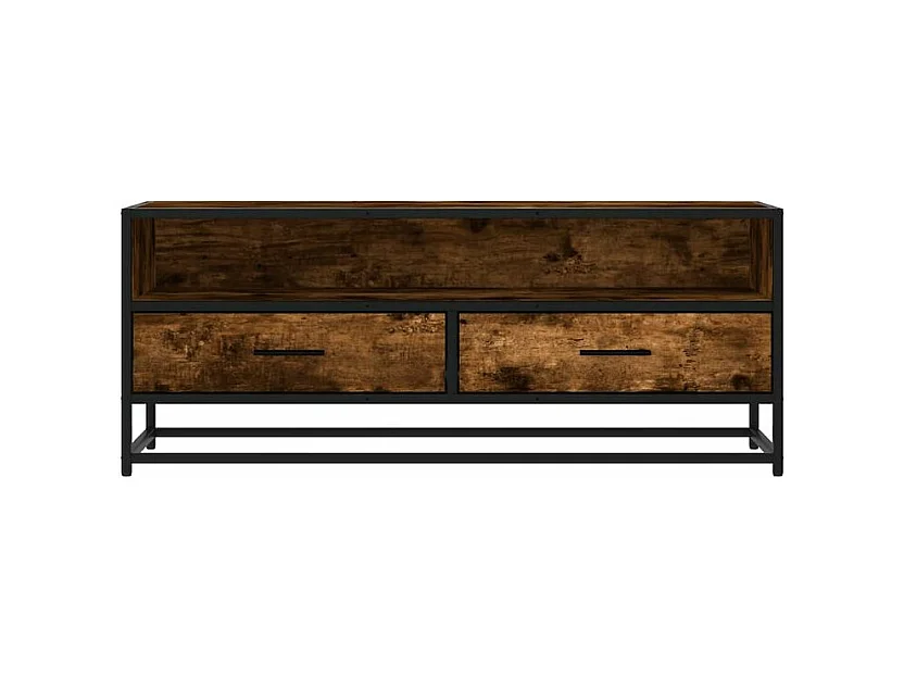 Meuble TV chêne fumé 100x34,5x40 bois d'ingénierie et métal