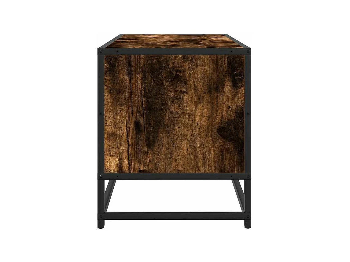 Meuble TV chêne fumé 100x34,5x40 bois d'ingénierie et métal