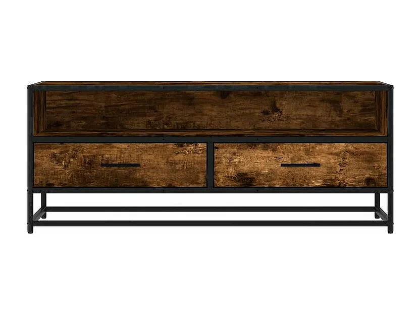 Meuble TV chêne fumé 100x34,5x40 bois d'ingénierie et métal