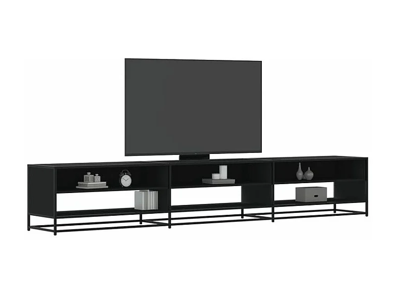 Meuble TV noir 270x40x46 bois d'ingénierie
