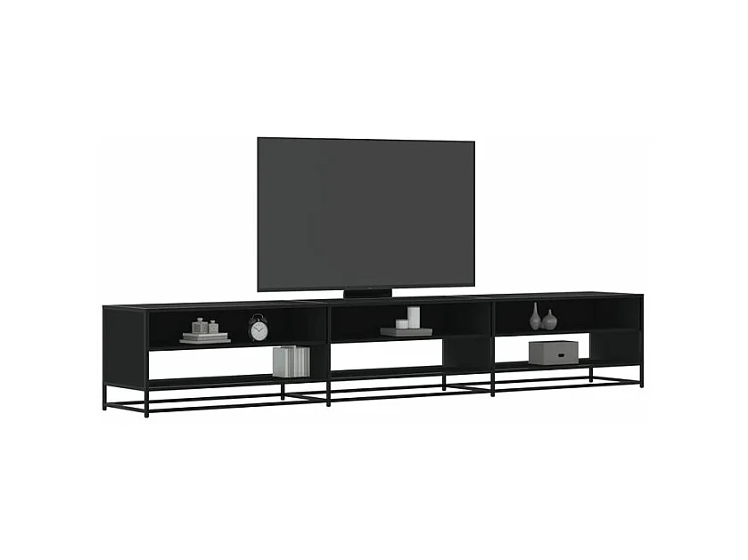 Meuble TV noir 270x40x46 bois d'ingénierie