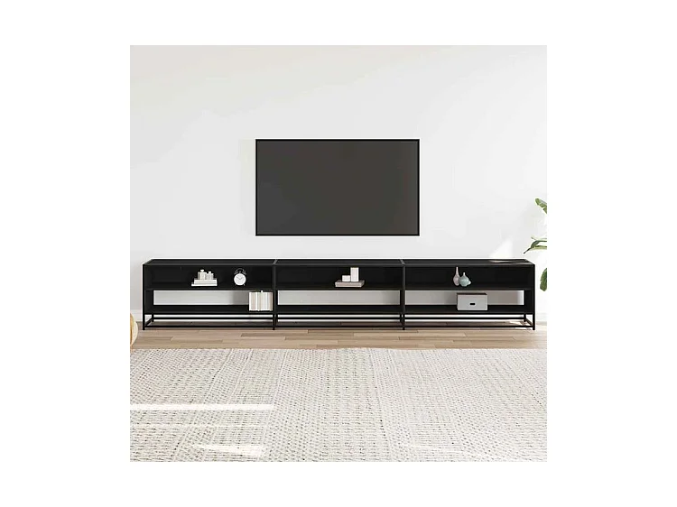 Meuble TV noir 270x40x46 bois d'ingénierie