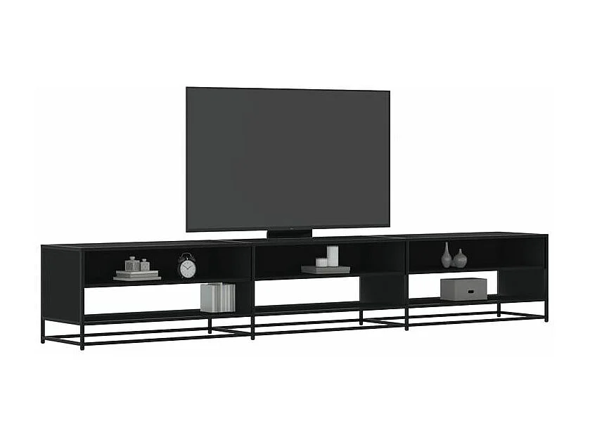 Meuble TV noir 270x40x46 bois d'ingénierie