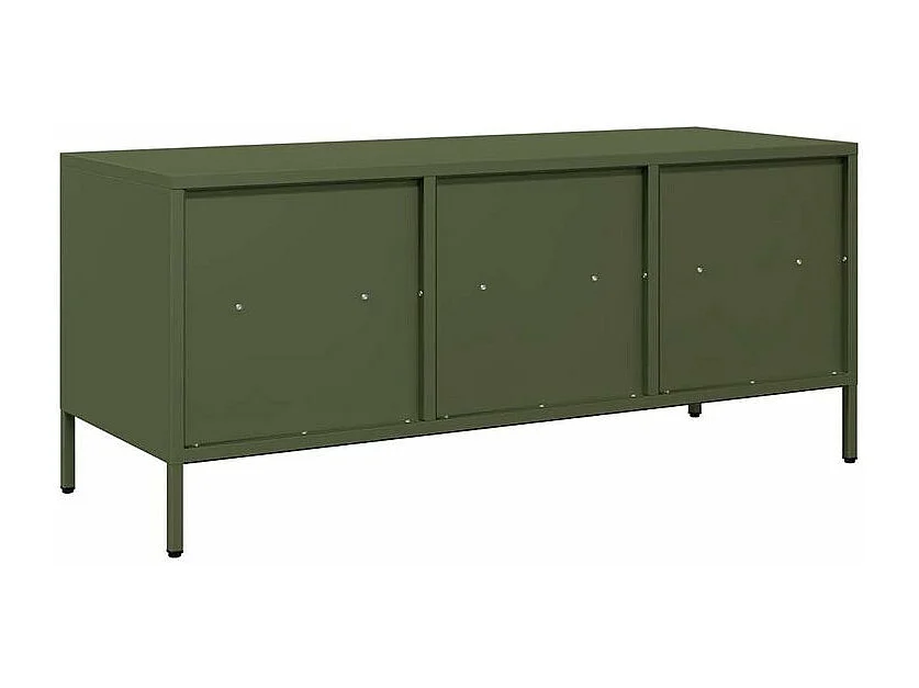 Meuble TV vert olive 101,5x39x43,5 acier laminé à froid