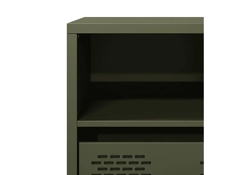 Meuble TV vert olive 101,5x39x43,5 acier laminé à froid