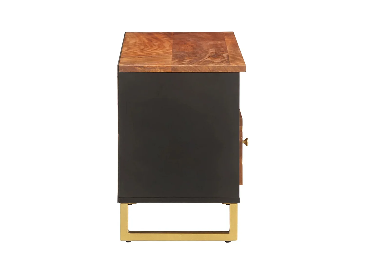 Meuble TV marron et noir 100x33,5x46 bois massif de manguier