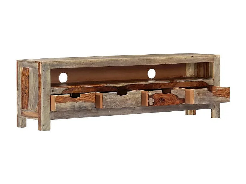 Meuble TV 4 tiroirs sesham massif foncé Mika