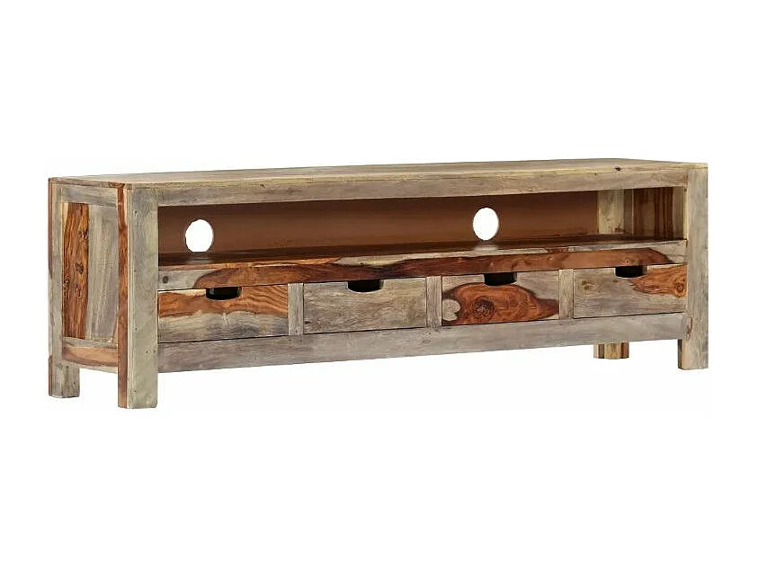 Meuble TV 4 tiroirs sesham massif foncé Mika