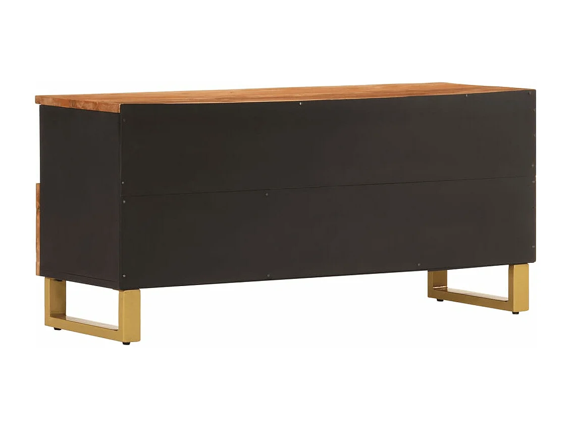 Meuble TV marron et noir 100x33,5x46 bois massif de manguier