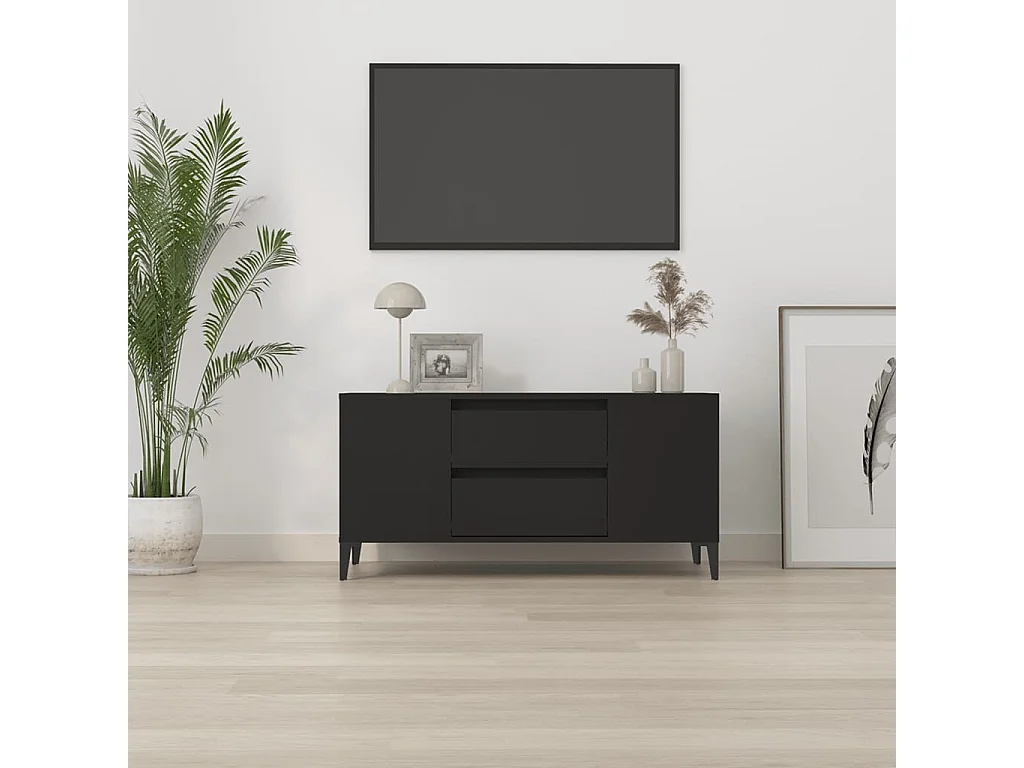 Meuble TV Noir 102x44,5x50 Bois d'ingénierie