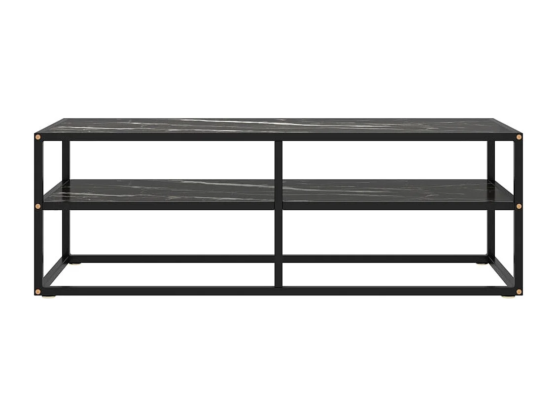 Meuble TV noir avec verre marbre noir 120x40x40