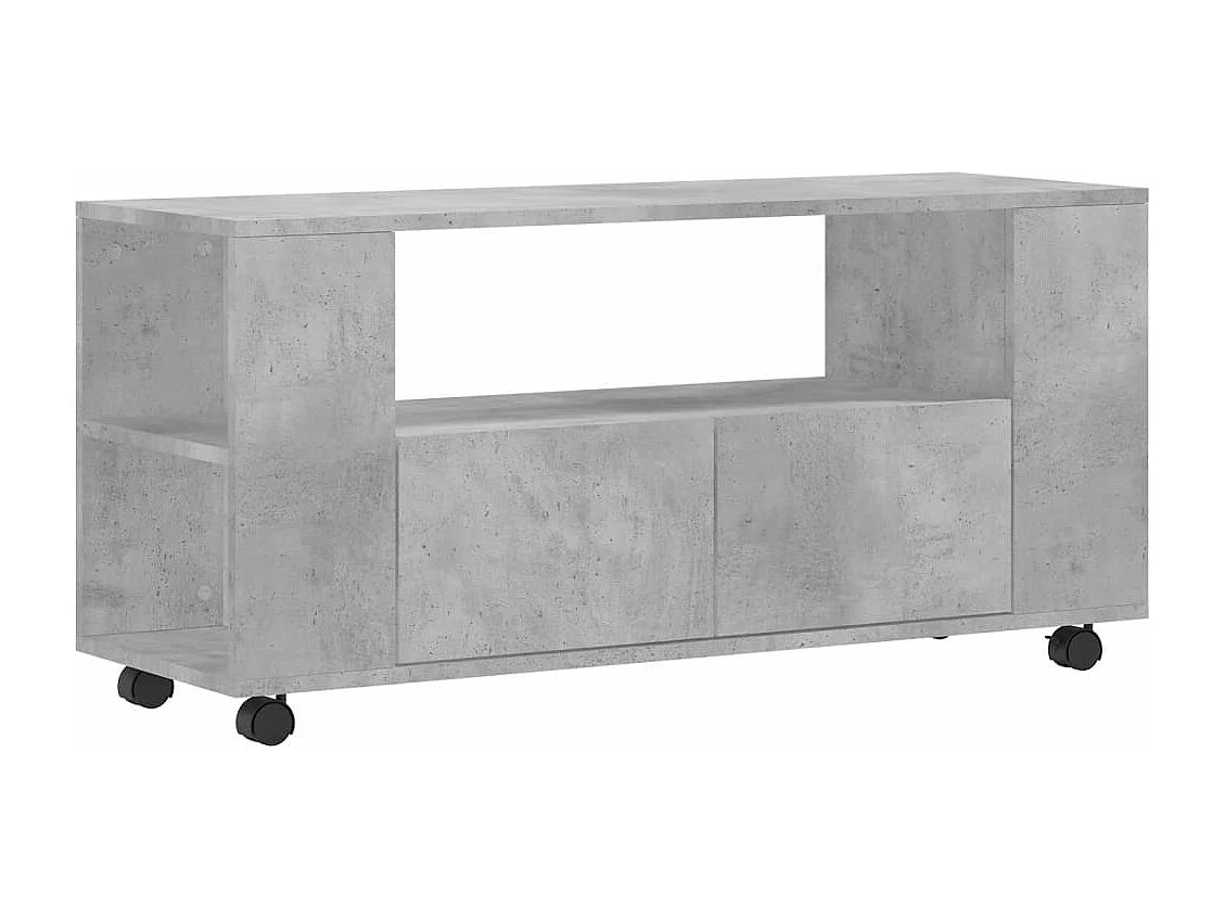 Meuble TV gris béton 102x34,5x43 bois d'ingénierie