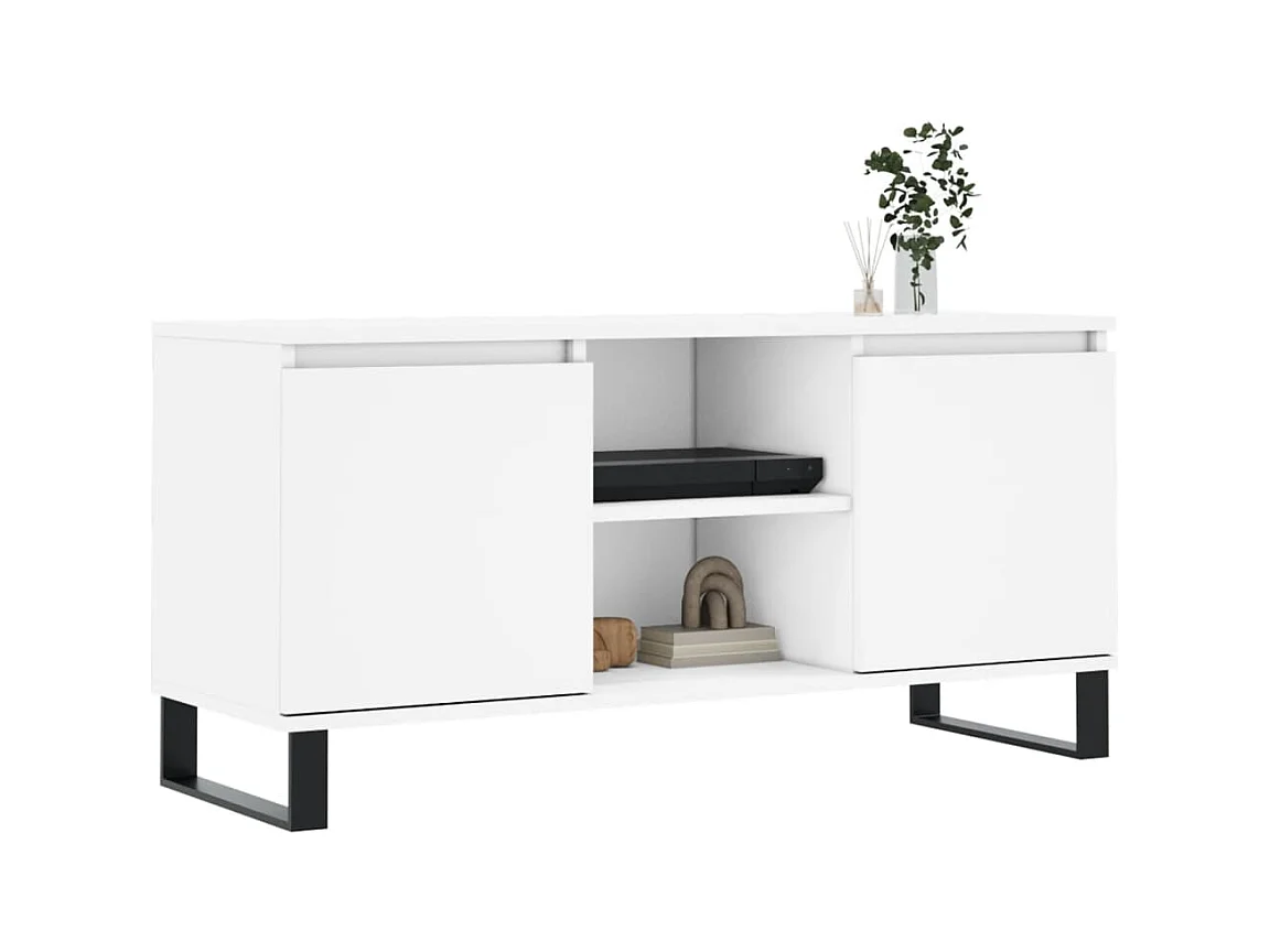 Meuble TV blanc 104x35x50 bois d'ingénierie