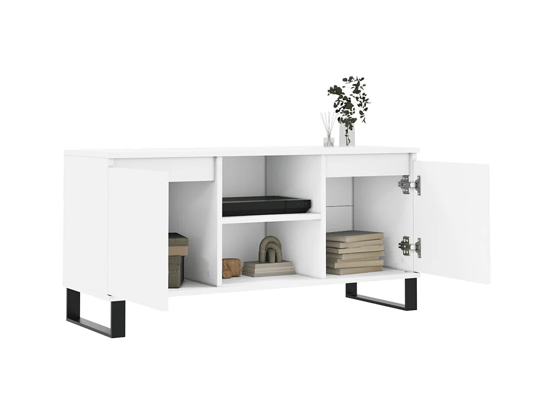 Meuble TV blanc 104x35x50 bois d'ingénierie