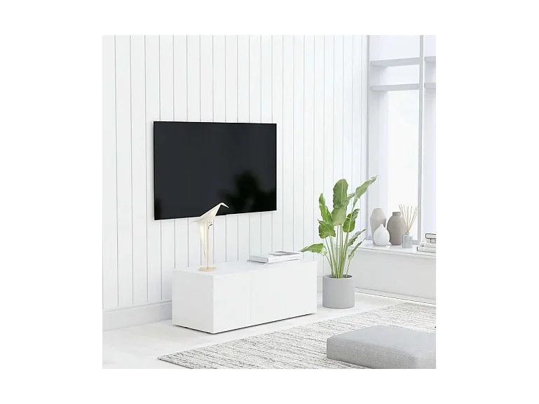 Meuble TV 3 tiroirs bois blanc Onic 80cm