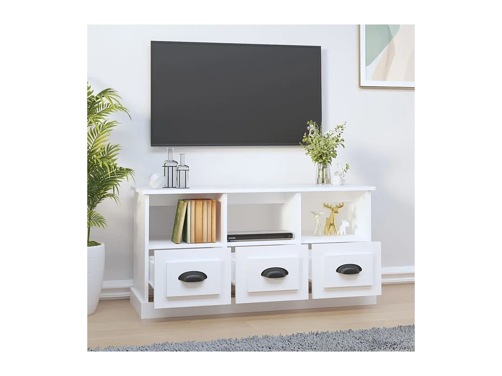 Meuble TV blanc 100x35x50 bois d'ingénierie