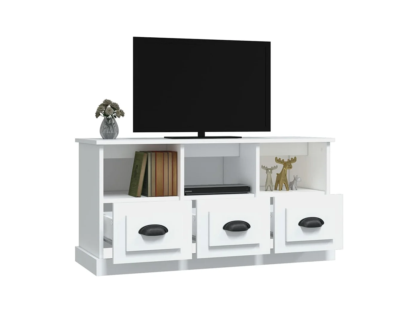 Meuble TV blanc 100x35x50 bois d'ingénierie