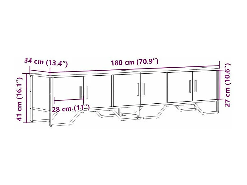 Meuble TV chêne sonoma 180x34x41 bois d'ingénierie