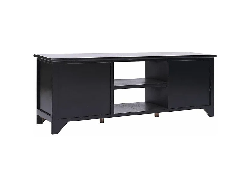 Meuble TV Noir 108x30x40 Bois de Paulownia solide
