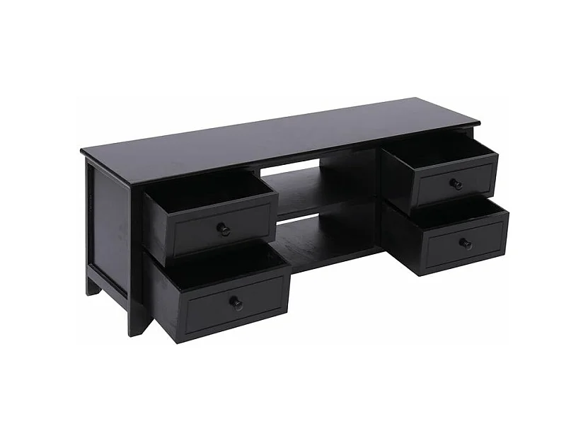 Meuble TV Noir 108x30x40 Bois de Paulownia solide